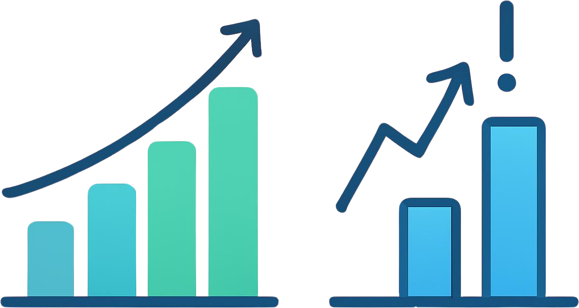 Infographic showing a staircase of gradually ascending bars representing incremental position size increases over time